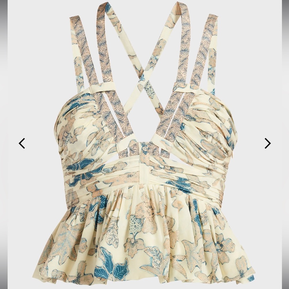 Brand new Ulla Johnson Eliana Silk Printed Peplum Cropped Tank Top